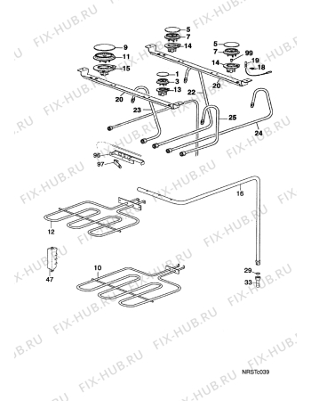 Взрыв-схема плиты (духовки) Faure CZP6986W1 P.STA.4G F - Схема узла Electrical equipment